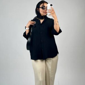 شومیز تک رنگ مشکی مدل رها کد ۱۲۰۷