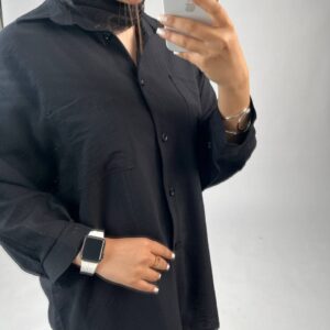 شومیز تک رنگ مشکی مدل سودا کد ۱۲۰۸