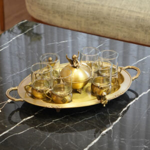 سرویس چای خوری 6 نفره تمام برنج فرشته هندی وارداتی کد 6918-7909-7911